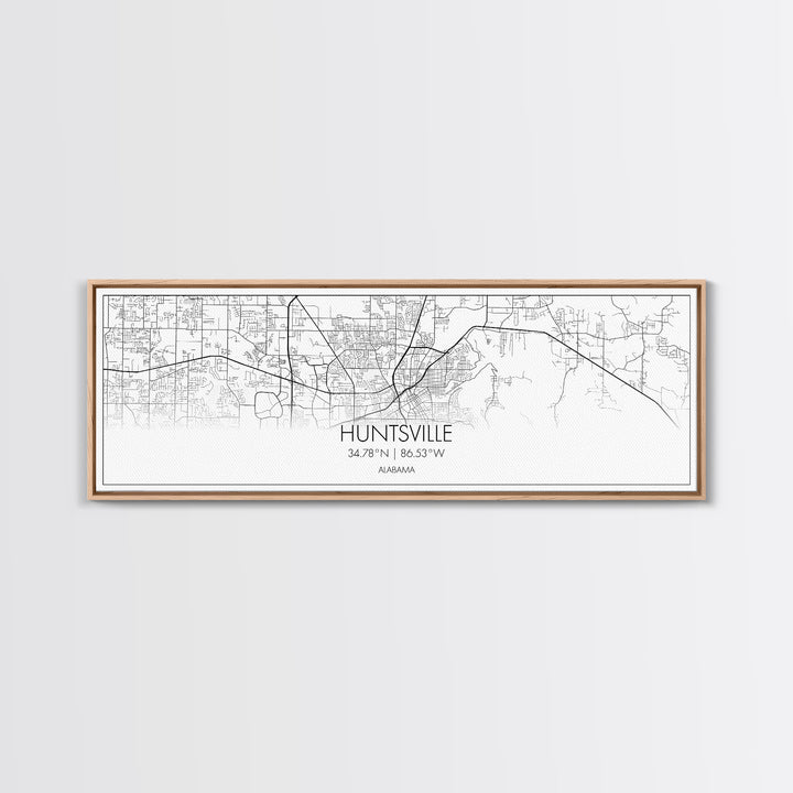 Panoramic Huntsville City Map, Alabama Art, Map Print, Minimalist Wall Art, Canvas Art, Housewarming Gift, Street Map Art, Closing Gift