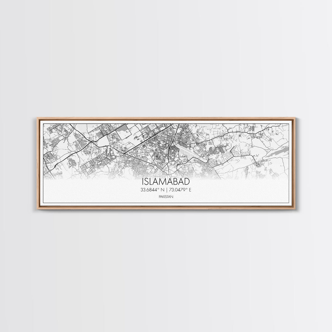 Panoramic Islamabad City Map, Pakistan Art, Map Print, Minimalist Wall Art, Canvas Art, Housewarming Gift, Street Map Art, Closing Gift