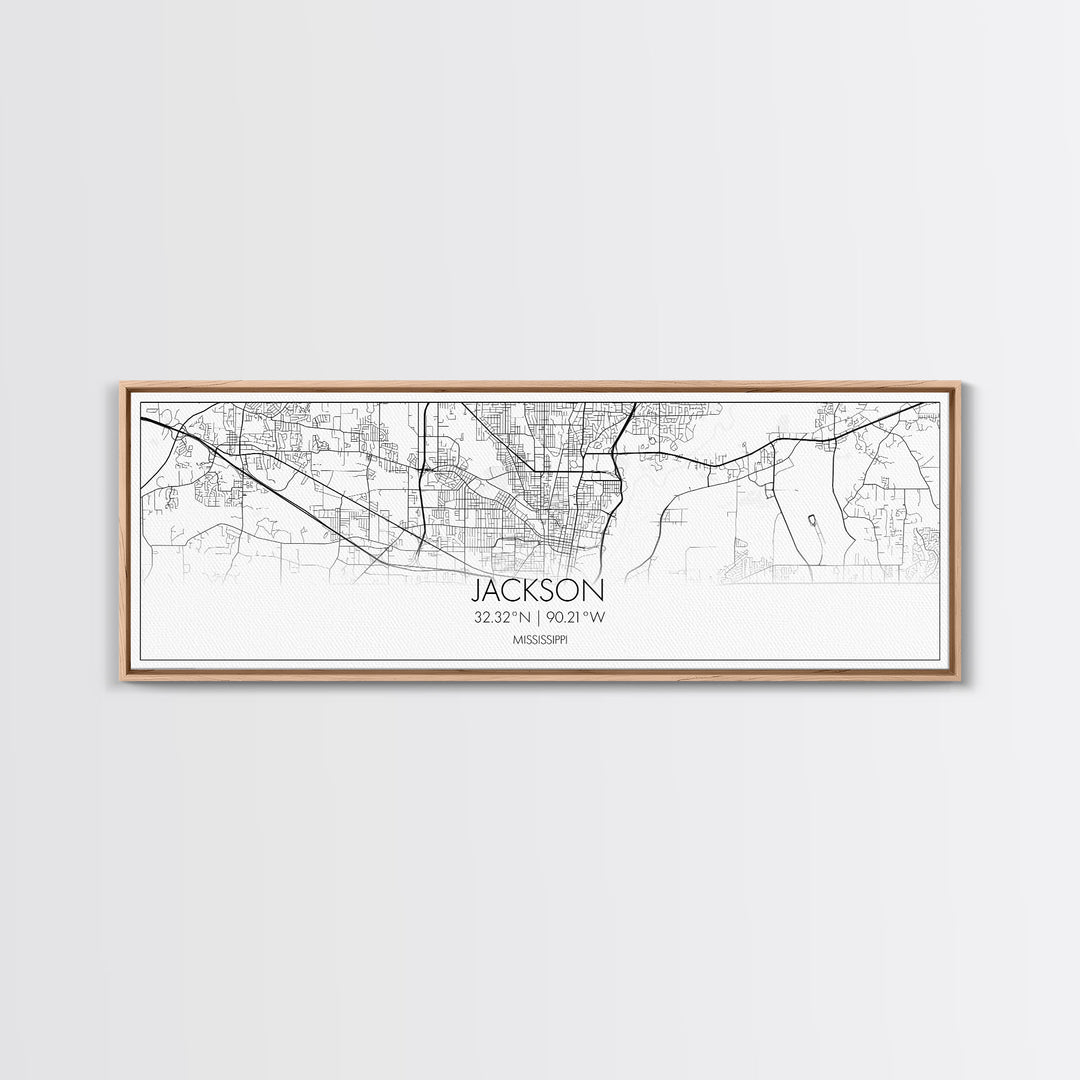 Panoramic Jackson City Map, Mississippi Art, Map Print, Minimalist Wall Art, Canvas Art, Housewarming Gift, Street Map Art, Closing Gift