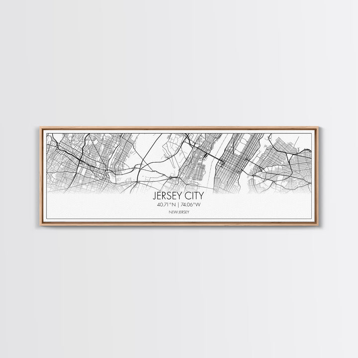 Panoramic Jersey City Map, New Jersey Art, Map Print, Minimalist Wall Art, Canvas Art, Housewarming Gift, Street Map Art, Closing Gift