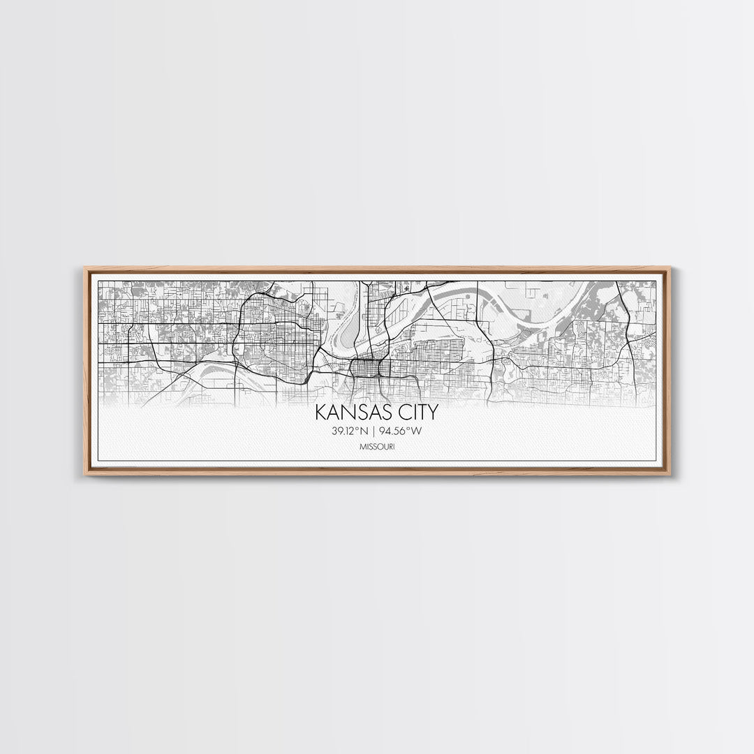 Panoramic Kansas City Map, Missouri Art, Map Print, Minimalist Wall Art, Canvas Art, Housewarming Gift, Street Map Art, Closing Gift