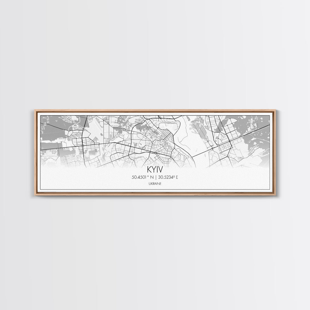 Panoramic Kyiv City Map, Ukraine Art, Map Print, Minimalist Wall Art, Canvas Art, Housewarming Gift, Street Map Art, Closing Gift