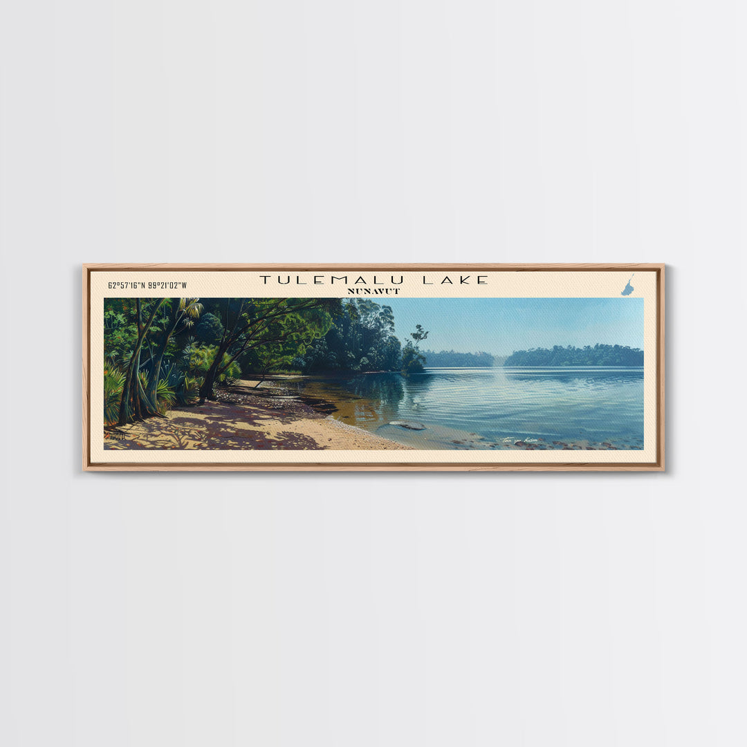 Tulemalu Lake Panoramic Wall Art, Framed Canvas Print, Lake House Decor, Travel Poster, Scenic Lake Scene, Bedroom Art