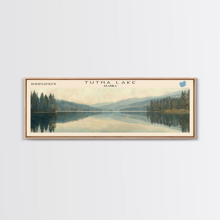 Tutna Lake Panoramic Wall Art, Framed Canvas Print, Lake House Decor, Travel Poster, Beautiful Lake Scene, Bedroom Decor