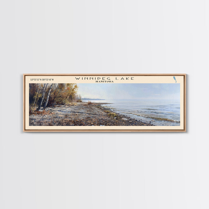 Winnipeg Lake Michigan Panoramic Wall Art, Framed Canvas Print, Lake House Decor, Travel Poster, Scenic Lake Scene, Bedroom Decor