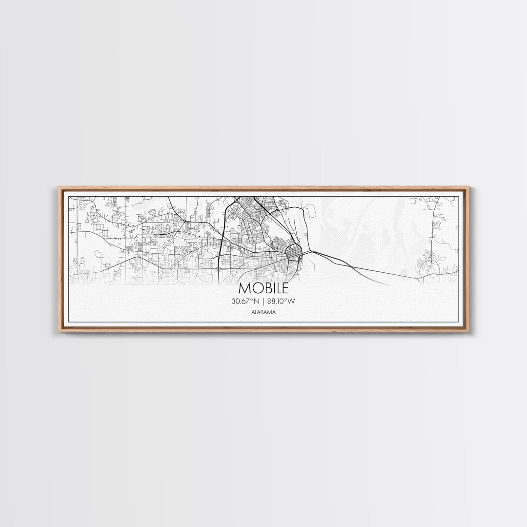 Panoramic Mobile City Map, Alabama Art, Map Print, Minimalist Wall Art, Canvas Art, Housewarming Gift, Street Map Art, Closing Gift