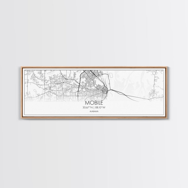 Panoramic Mobile City Map, Alabama Art, Map Print, Minimalist Wall Art, Canvas Art, Housewarming Gift, Street Map Art, Closing Gift