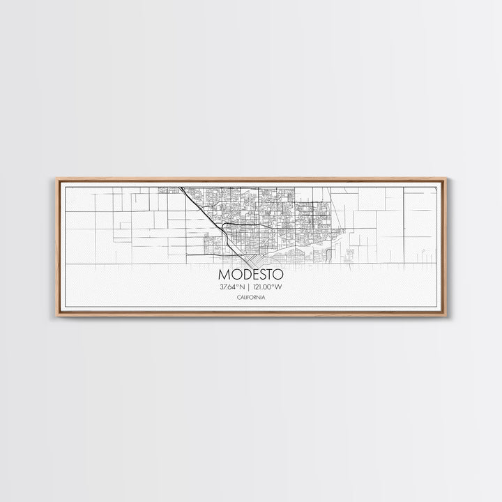 Panoramic Modesto City Map, California Art, Map Print, Minimalist Wall Art, Canvas Art, Housewarming Gift, Street Map Art, Closing Gift