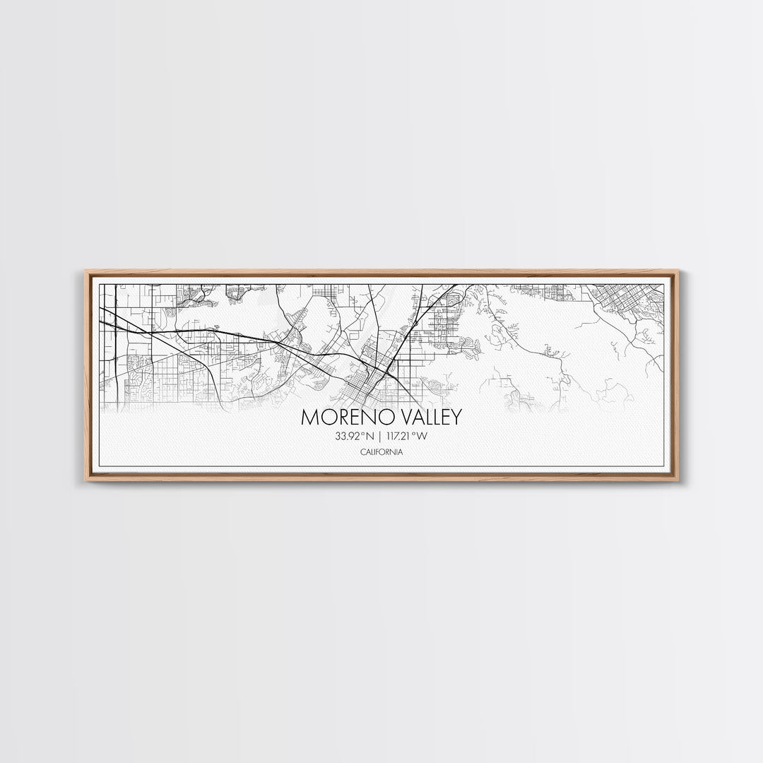 Panoramic Moreno Valley City Map, California Art, Map Print, Minimalist Wall Art, Canvas Art, Housewarming Gift, Street Map, Closing Gift