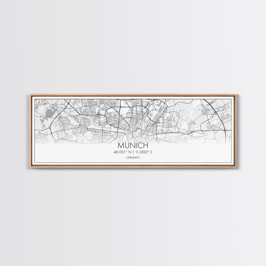 Panoramic Munich City Map, Germany Art, Map Print, Minimalist Wall Art, Canvas Art, Housewarming Gift, Street Map Art, Closing Gift