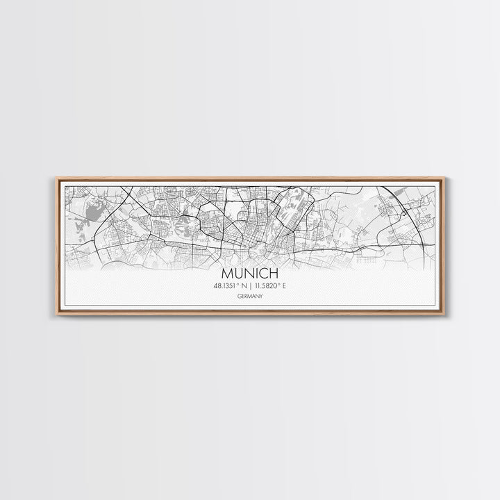 Panoramic Munich City Map, Germany Art, Map Print, Minimalist Wall Art, Canvas Art, Housewarming Gift, Street Map Art, Closing Gift