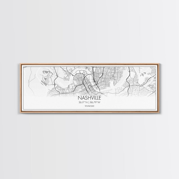 Panoramic Nashville City Map, Tennessee Art, Map Print, Minimalist Wall Art, Canvas Art, Housewarming Gift, Street Map Art, Closing Gift