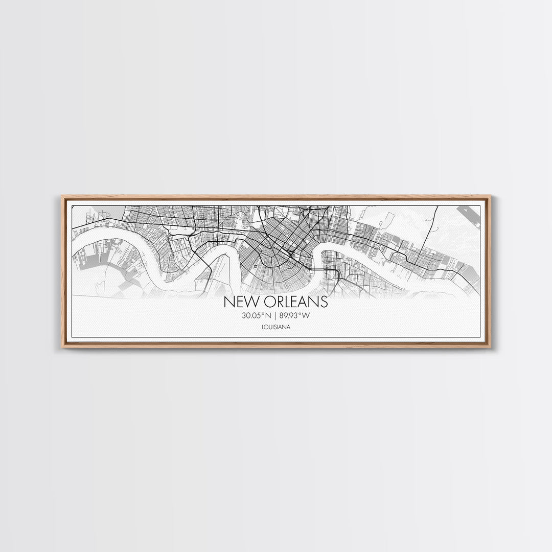 Panoramic New Orleans City Map, Louisiana Art, Map Print, Minimalist Wall Art, Canvas Art, Housewarming Gift, Street Map Art, Closing Gift