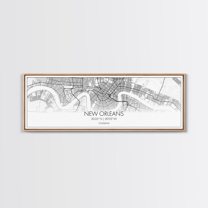 Panoramic New Orleans City Map, Louisiana Art, Map Print, Minimalist Wall Art, Canvas Art, Housewarming Gift, Street Map Art, Closing Gift