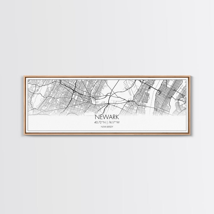 Panoramic Newark City Map, New Jersey Art, Map Print, Minimalist Wall Art, Canvas Art, Housewarming Gift, Street Map Art, Closing Gift