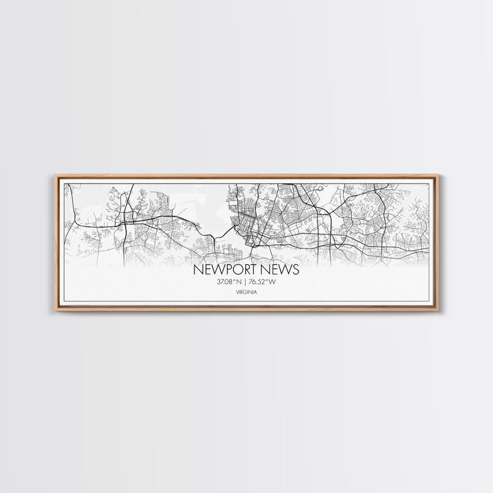 Panoramic Newport News City Map, Virginia Art, Map Print, Minimalist Wall Art, Canvas Art, Housewarming Gift, Street Map Art, Closing Gift