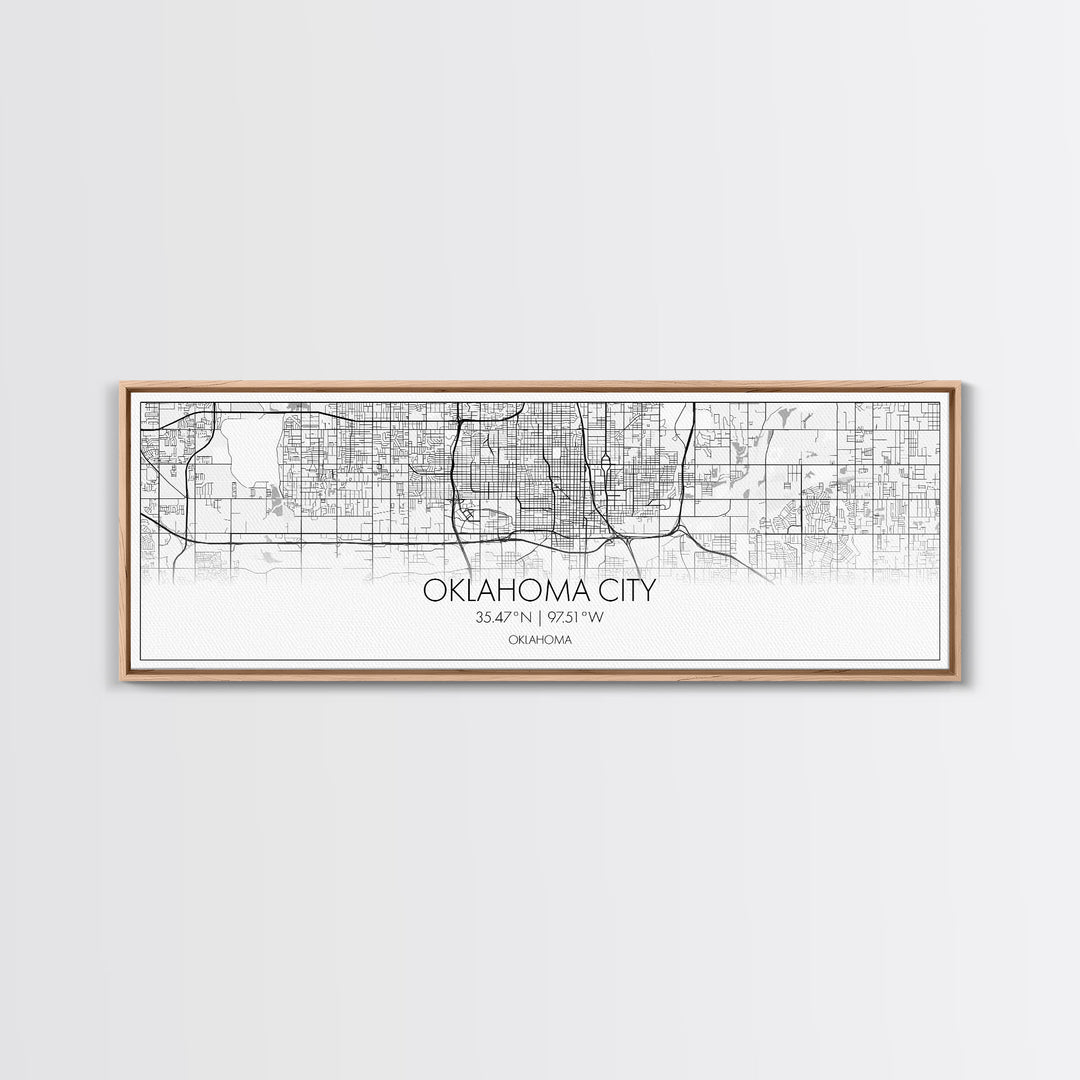 Panoramic Oklahoma City Map, Oklahoma Art, Map Print, Minimalist Wall Art, Canvas Art, Housewarming Gift, Street Map Art, Closing Gift