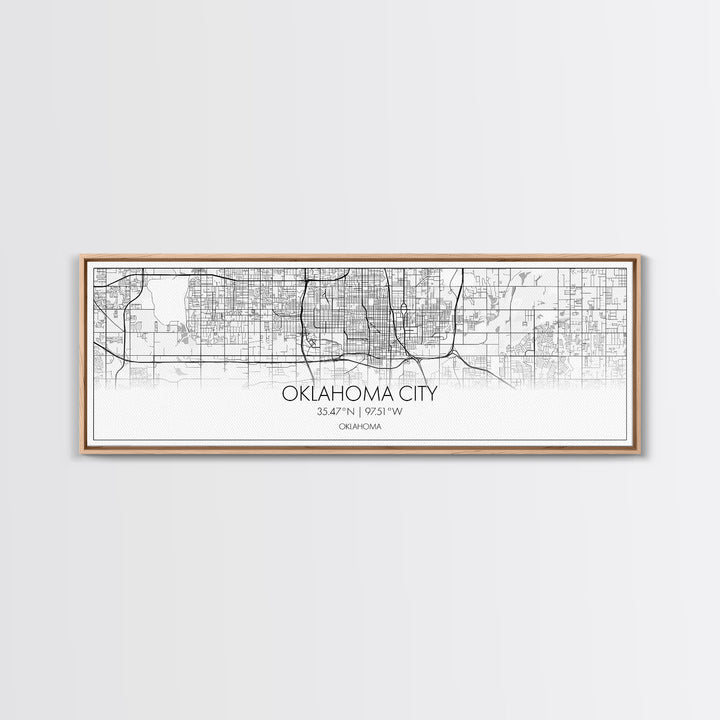 Panoramic Oklahoma City Map, Oklahoma Art, Map Print, Minimalist Wall Art, Canvas Art, Housewarming Gift, Street Map Art, Closing Gift