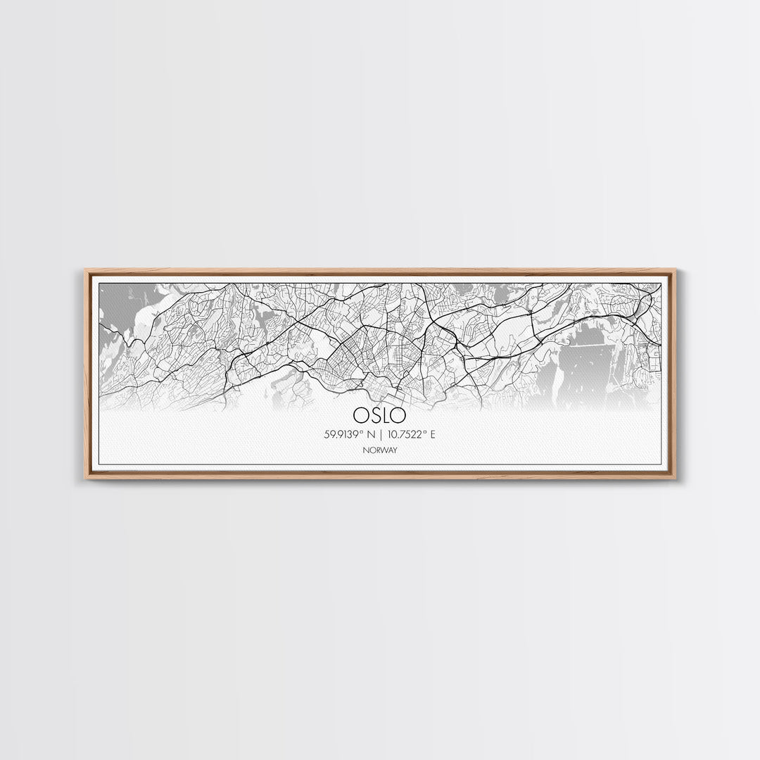 Panoramic Oslo City Map, Norway Art, Map Print, Minimalist Wall Art, Canvas Art, Housewarming Gift, Street Map Art, Closing Gift