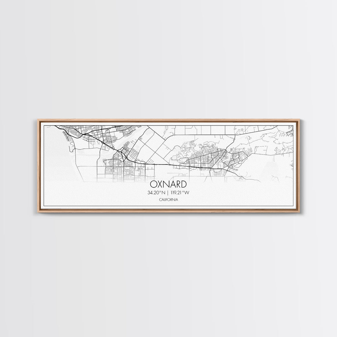 Panoramic Oxnard City Map, California Art, Map Print, Minimalist Wall Art, Canvas Art, Housewarming Gift, Street Map Art, Closing Gift