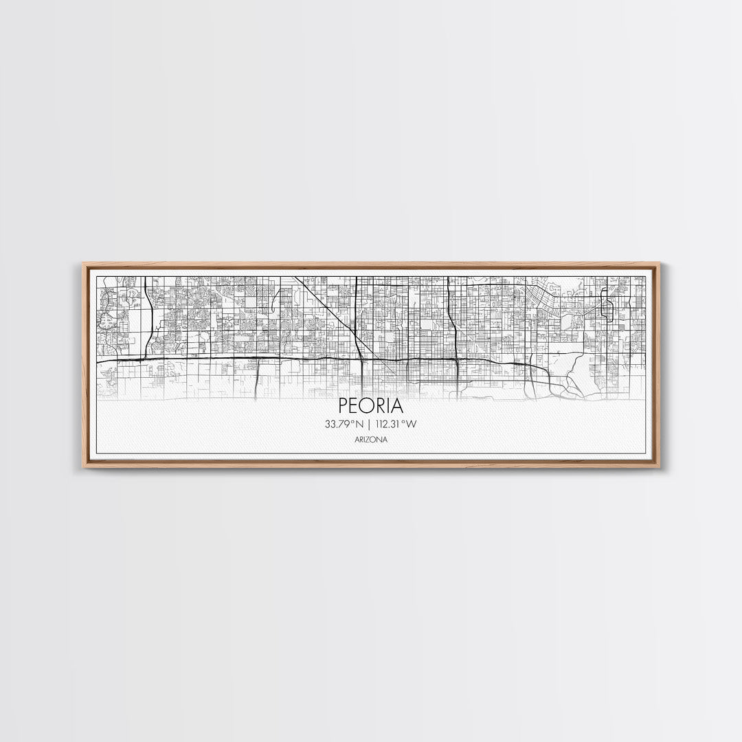 Panoramic Peoria City Map, Arizona Art, Map Print, Minimalist Wall Art, Canvas Art, Housewarming Gift, Street Map Art, Closing Gift