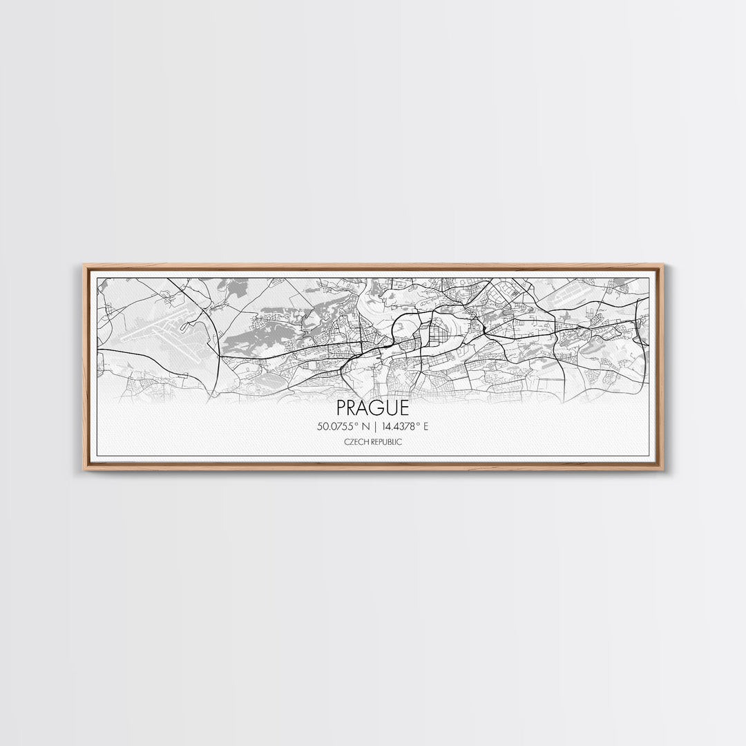 Panoramic Prague City Map, Czech Republic Art, Map Print, Minimalist Wall Art, Canvas Art, Housewarming Gift, Street Map Art, Closing Gift