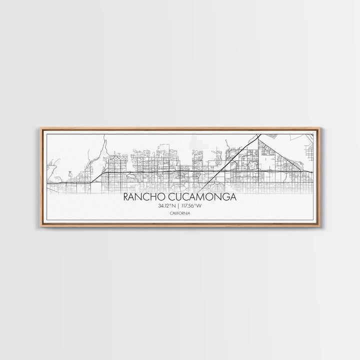 Panoramic Rancho Cucamonga City Map, California Art, Map Print, Minimalist Wall Art, Canvas Art, Housewarming Gift, Street Map, Closing Gift