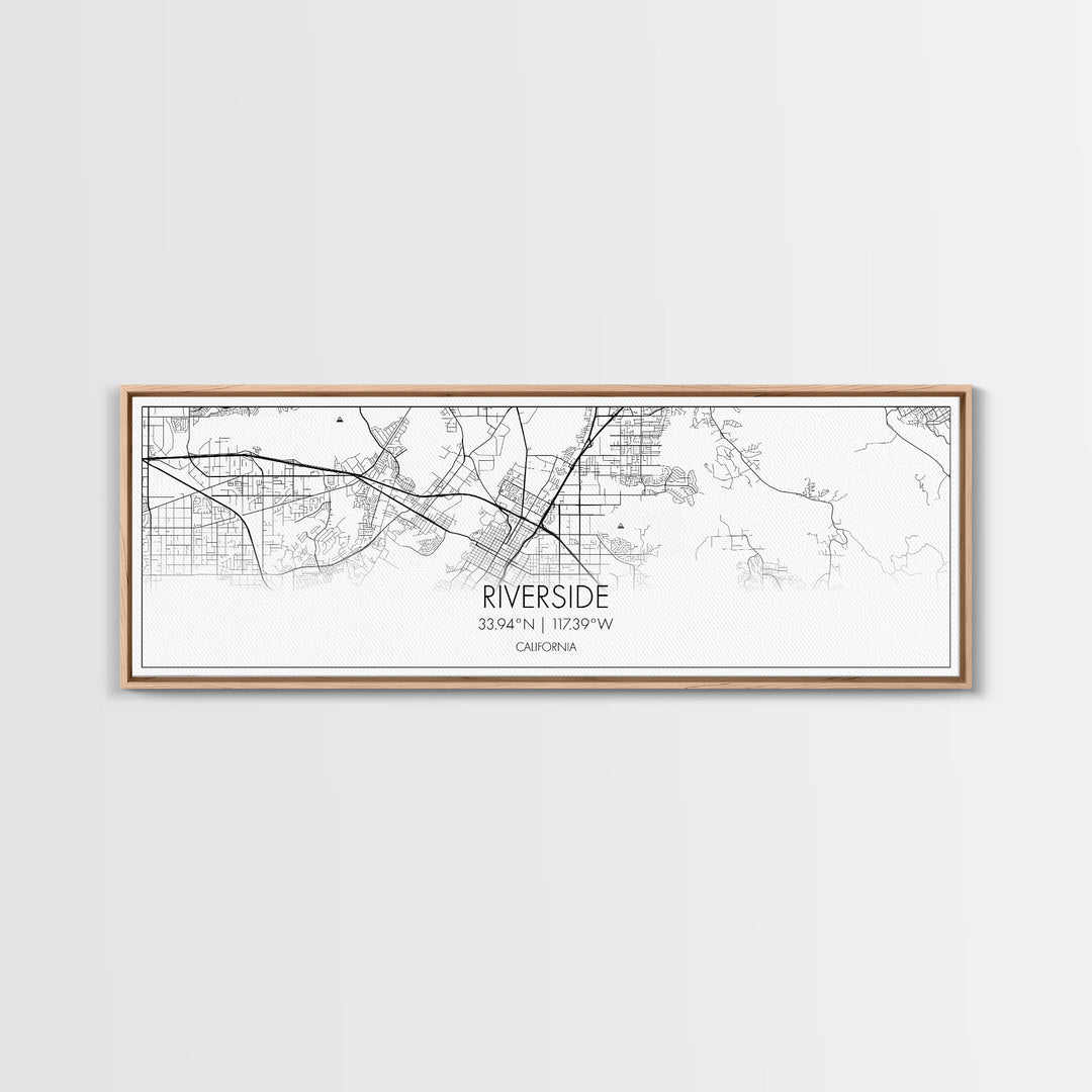 Panoramic Riverside City Map, California Art, Map Print, Minimalist Wall Art, Canvas Art, Housewarming Gift, Street Map Art, Closing Gift