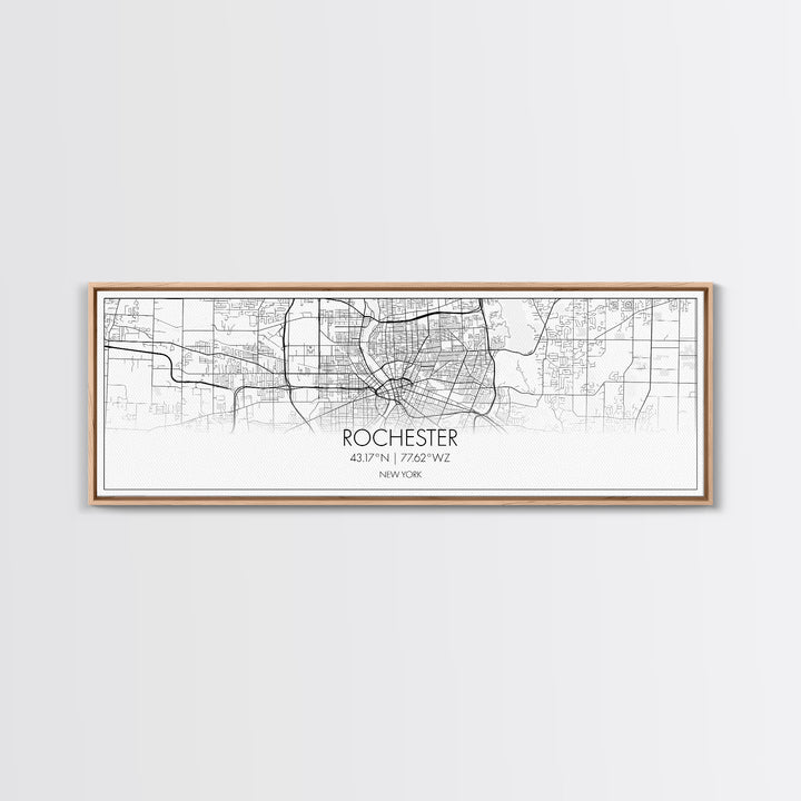 Panoramic Rochester City Map, New York Art, Map Print, Minimalist Wall Art, Canvas Art, Housewarming Gift, Street Map Art, Closing Gift