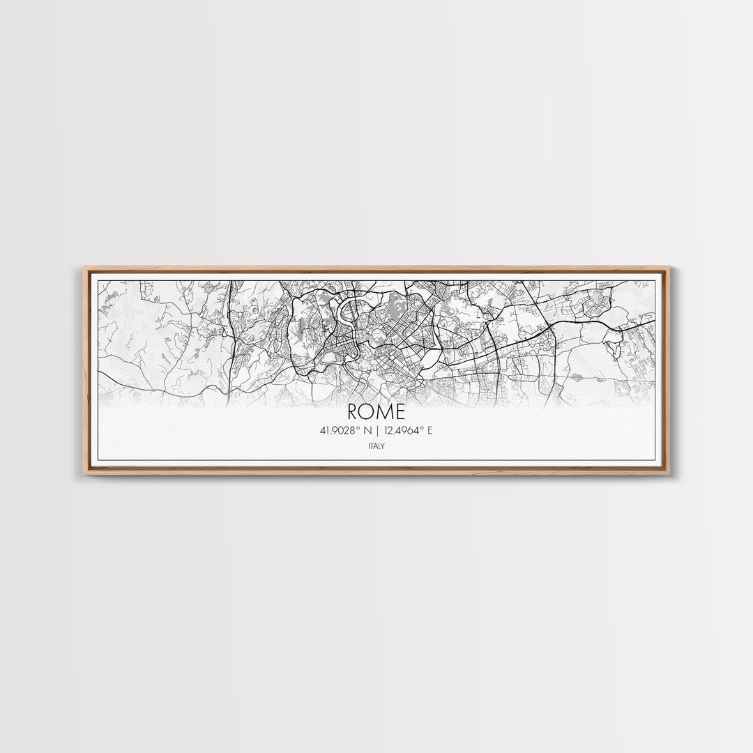 Panoramic Rome City Map, Italy Art, Map Print, Minimalist Wall Art, Canvas Art, Housewarming Gift, Street Map Art, Closing Gift