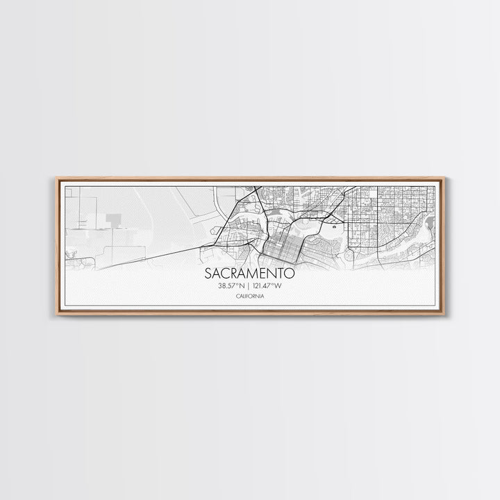 Panoramic Sacramento City Map, California Art, Map Print, Minimalist Wall Art, Canvas Art, Housewarming Gift, Street Map Art, Closing Gift