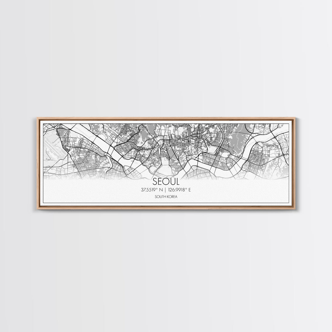 Panoramic Seoul City Map, South Korea Art, Map Print, Minimalist Wall Art, Canvas Art, Housewarming Gift, Street Map Art, Closing Gift