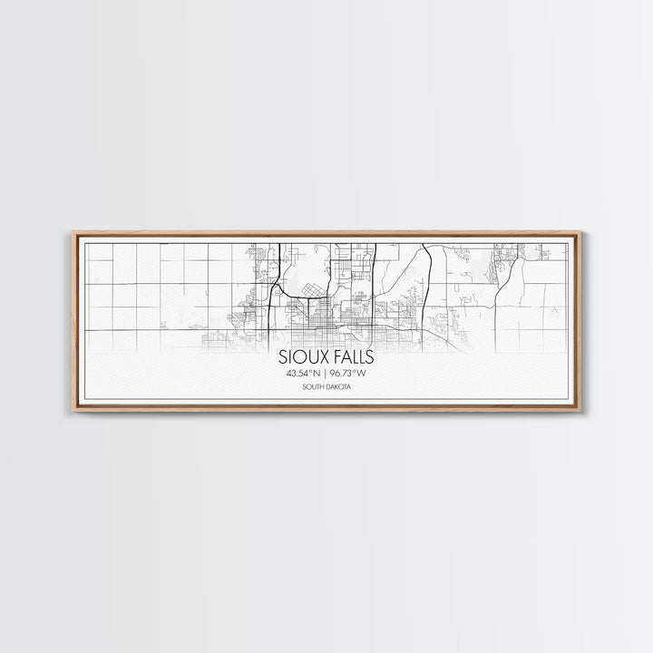 Panoramic Sioux Falls City Map, South Dakota Art, Map Print, Minimalist Wall Art, Canvas Art, Housewarming Gift, Street Map, Closing Gift