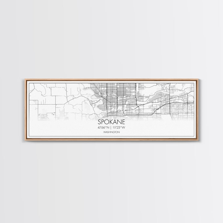 Panoramic Spokane City Map, Washington Art, Map Print, Minimalist Wall Art, Canvas Art, Housewarming Gift, Street Map Art, Closing Gift