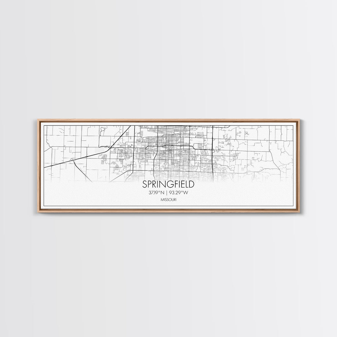 Panoramic Springfield City Map, Missouri Art, Map Print, Minimalist Wall Art, Canvas Art, Housewarming Gift, Street Map Art, Closing Gift