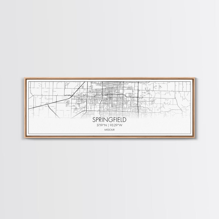 Panoramic Springfield City Map, Missouri Art, Map Print, Minimalist Wall Art, Canvas Art, Housewarming Gift, Street Map Art, Closing Gift