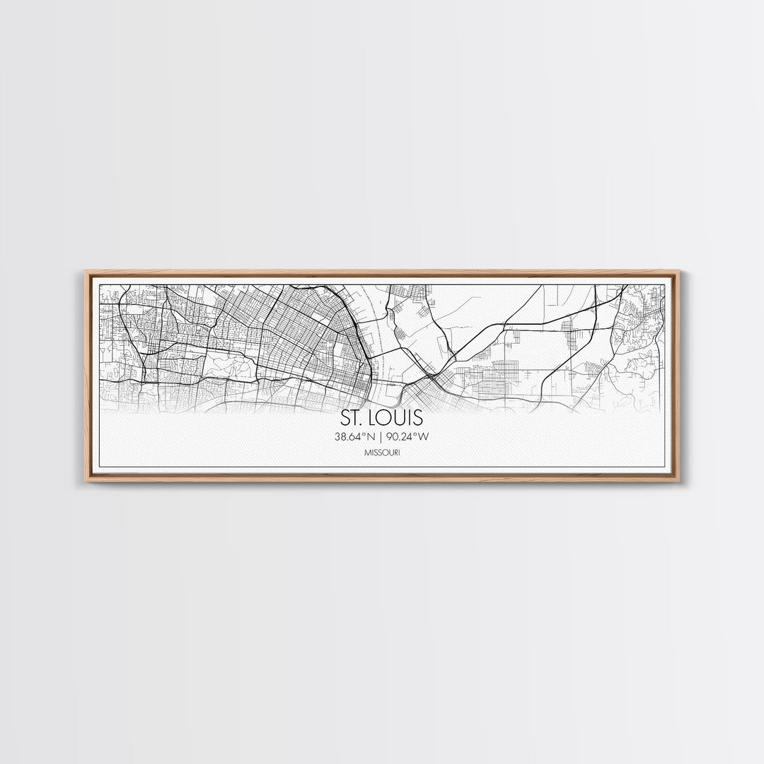 Panoramic St Louis City Map, Missouri Art, Map Print, Minimalist Wall Art, Canvas Art, Housewarming Gift, Street Map Art, Closing Gift