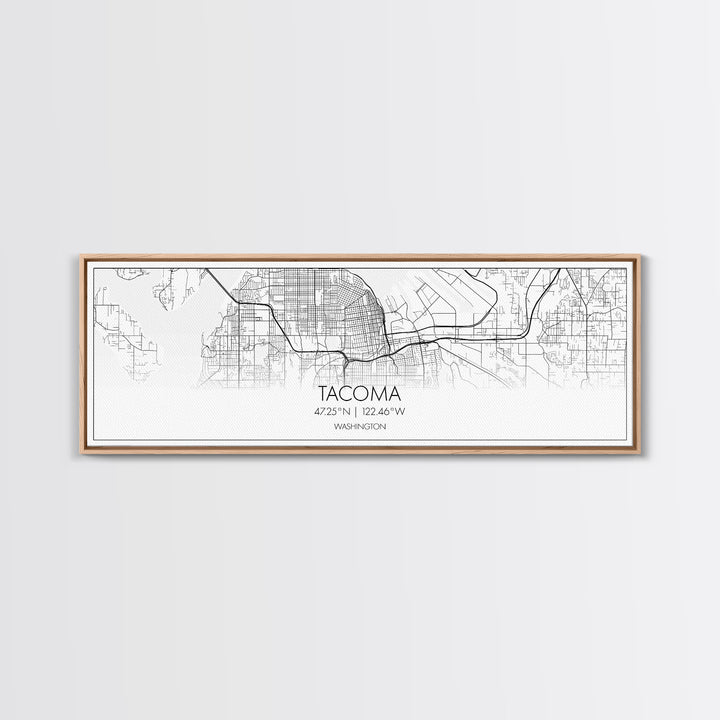 Panoramic Tacoma City Map, Washington Art, Map Print, Minimalist Wall Art, Canvas Art, Housewarming Gift, Street Map Art, Closing Gift