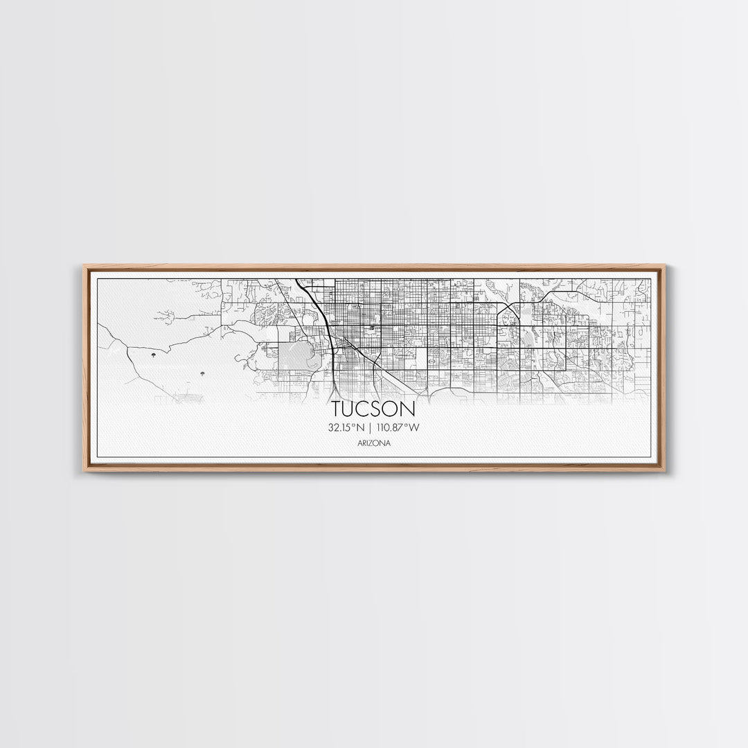 Panoramic Tucson City Map, Arizona Art, Map Print, Minimalist Wall Art, Canvas Art, Housewarming Gift, Street Map Art, Closing Gift