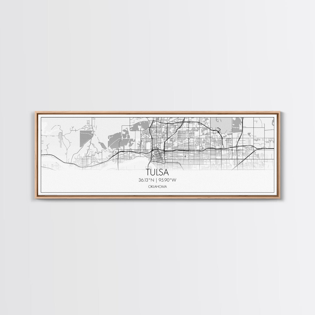 Panoramic Tulsa City Map, Oklahoma Art, Map Print, Minimalist Wall Art, Canvas Art, Housewarming Gift, Street Map Art, Closing Gift