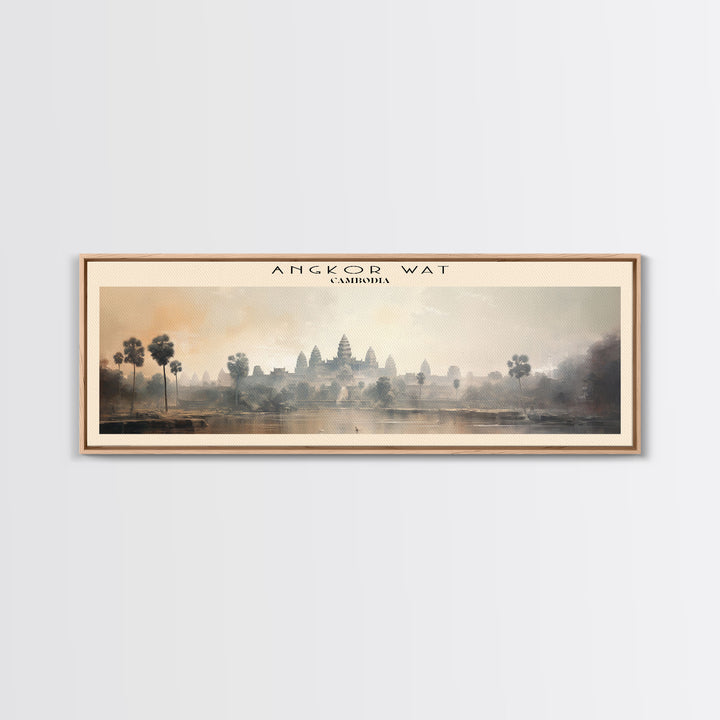 Angkor Wat Cambodia | Framed Travel Poster Canvas Print | Trendy Wall Art | Watercolor Painting | Living Room Art | Unique Art