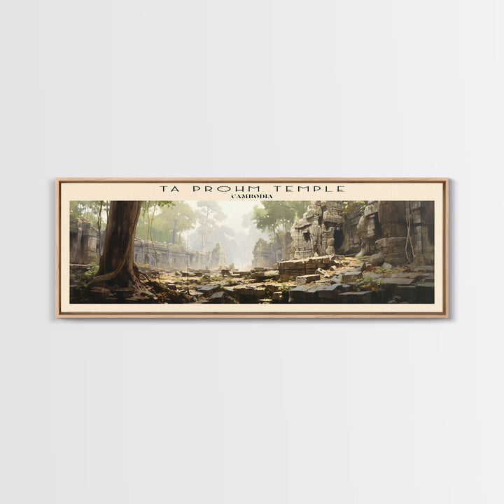 Ta Prohm Temple COUNTRY | Framed Travel Poster Canvas Print | Trendy Wall Art | Watercolor Painting | Living Room Art | Unique Art