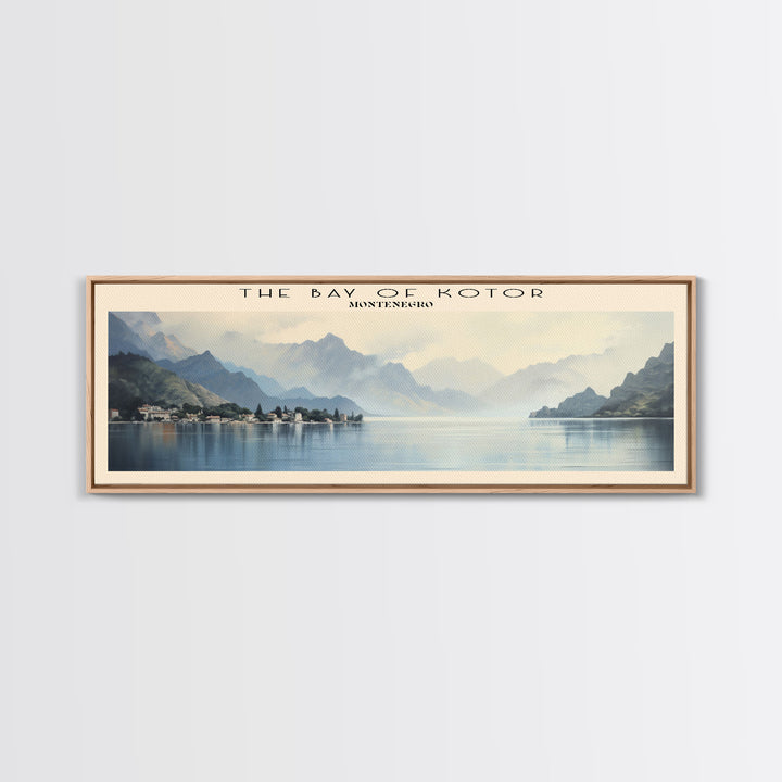 The Bay of Kotor Travel Art Framed Canvas Print, COUNTRY Wall Decor, Home Decor, Travel Poster, Vintage Wall Art, Watercolor Painting