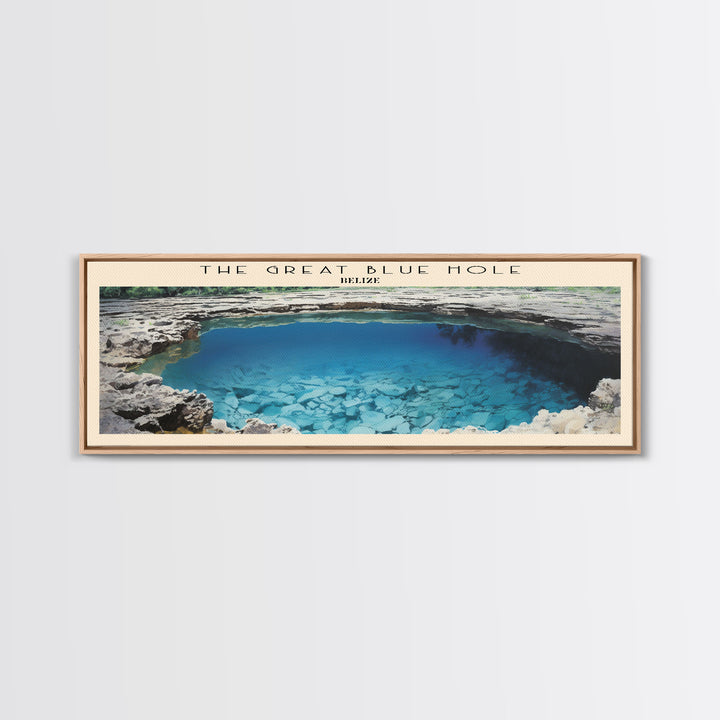 The Great Blue Hole Travel Art Framed Canvas Print, COUNTRY Wall Decor, Home Decor, Travel Poster, Vintage Wall Art, Watercolor Painting