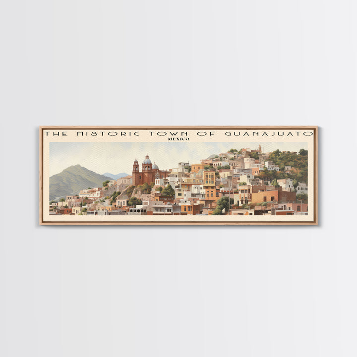 The Historic Town of Guanajuato COUNTRY Travel Poster Print, Framed Canvas Print, COUNTRY Travel Art, Wood Framed Art, Wall Hanging, Home Decor