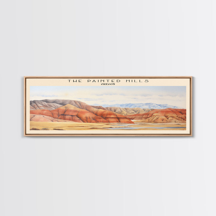 The Painted Hills Retro Style Travel Poster - Framed Canvas Print - COUNTRY Travel Decor | Vintage Style Home Decor - Travel Print - Wall Art