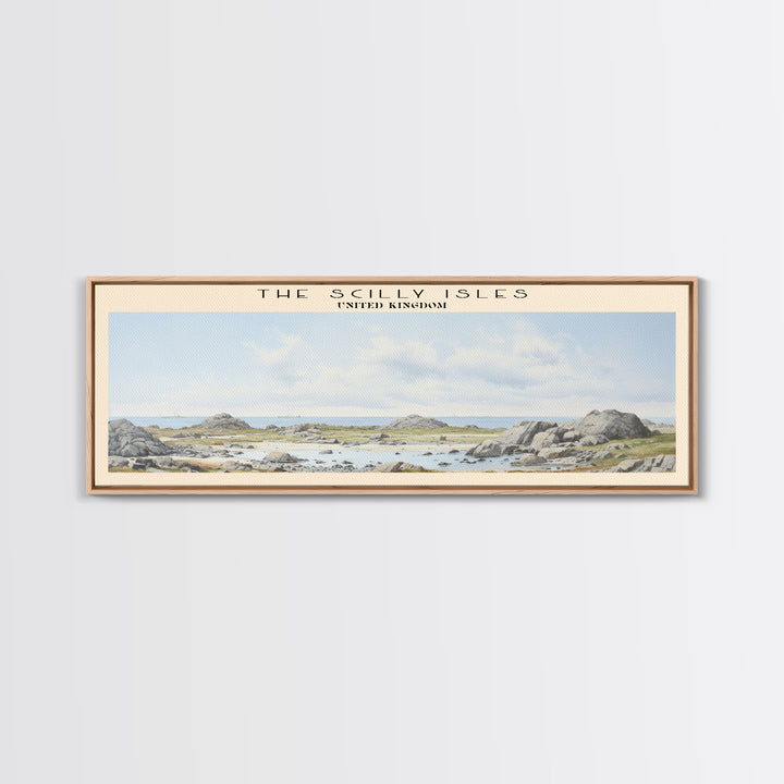 The Scilly Isles COUNTRY | Framed Travel Poster Canvas Print | Trendy Wall Art | Watercolor Painting | Living Room Art | Unique Art