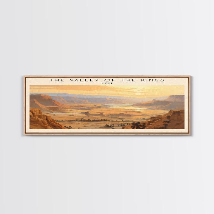 The Valley of the Kings Retro Style Travel Poster - Framed Canvas Print - COUNTRY Travel Decor | Vintage Style Home Decor - Travel Print - Wall Art