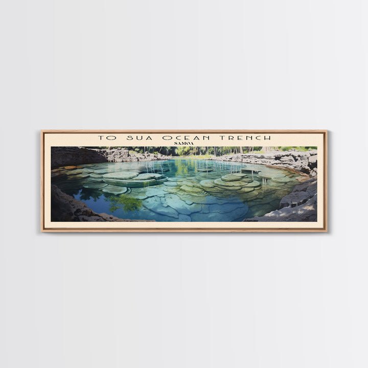 To Sua Ocean Trench Retro Style Travel Poster - Framed Canvas Print - COUNTRY Travel Decor | Vintage Style Home Decor - Travel Print - Wall Art