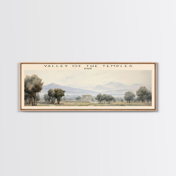 Valley of the Temples COUNTRY | Framed Travel Poster Canvas Print | Trendy Wall Art | Watercolor Painting | Living Room Art | Unique Art